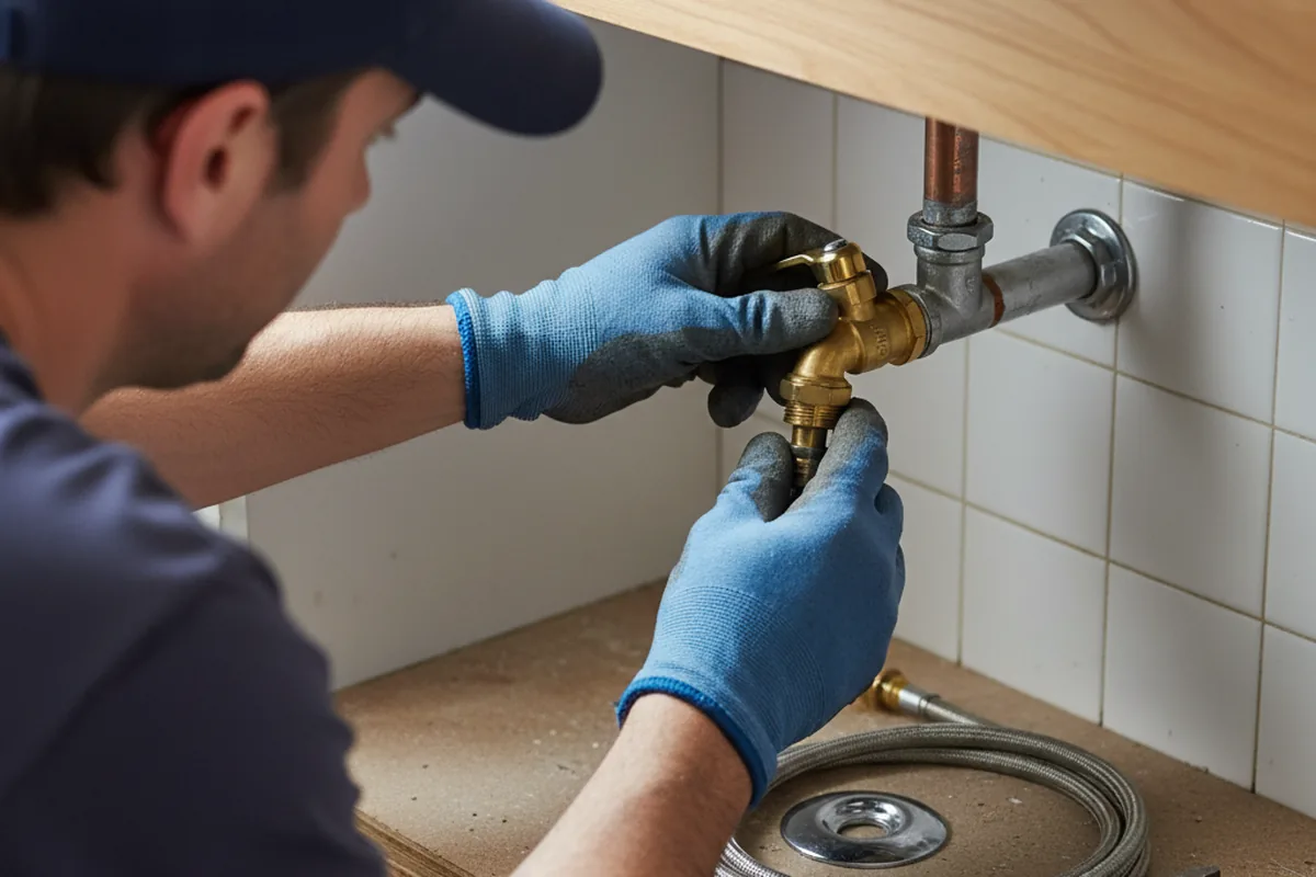 Shutoff valve and fitting work during Emergency Plumbing in Huntington